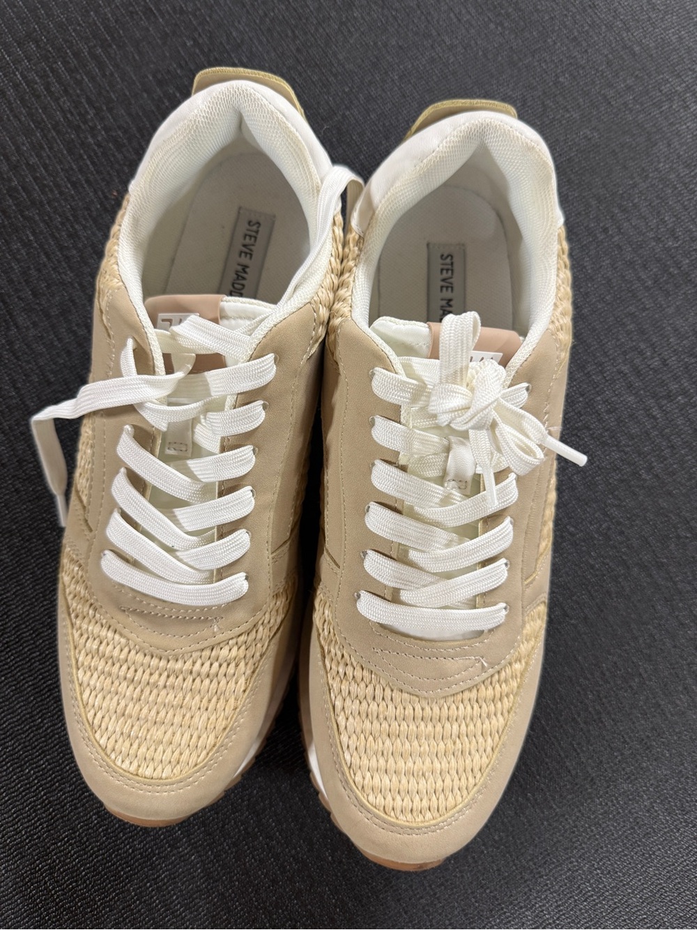 Steve Madden Neutral Tan Woven Lace-Up Women's Sneakers